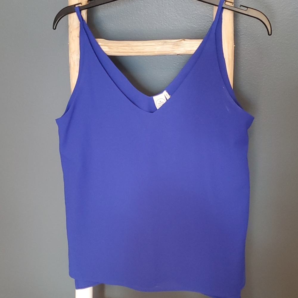 royal blue "Paper Crane" camisole tank top V-neck spaghetti straps NWT Small